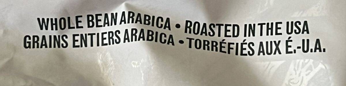 Image of the ingredients for the coffee from the back of the bag. 