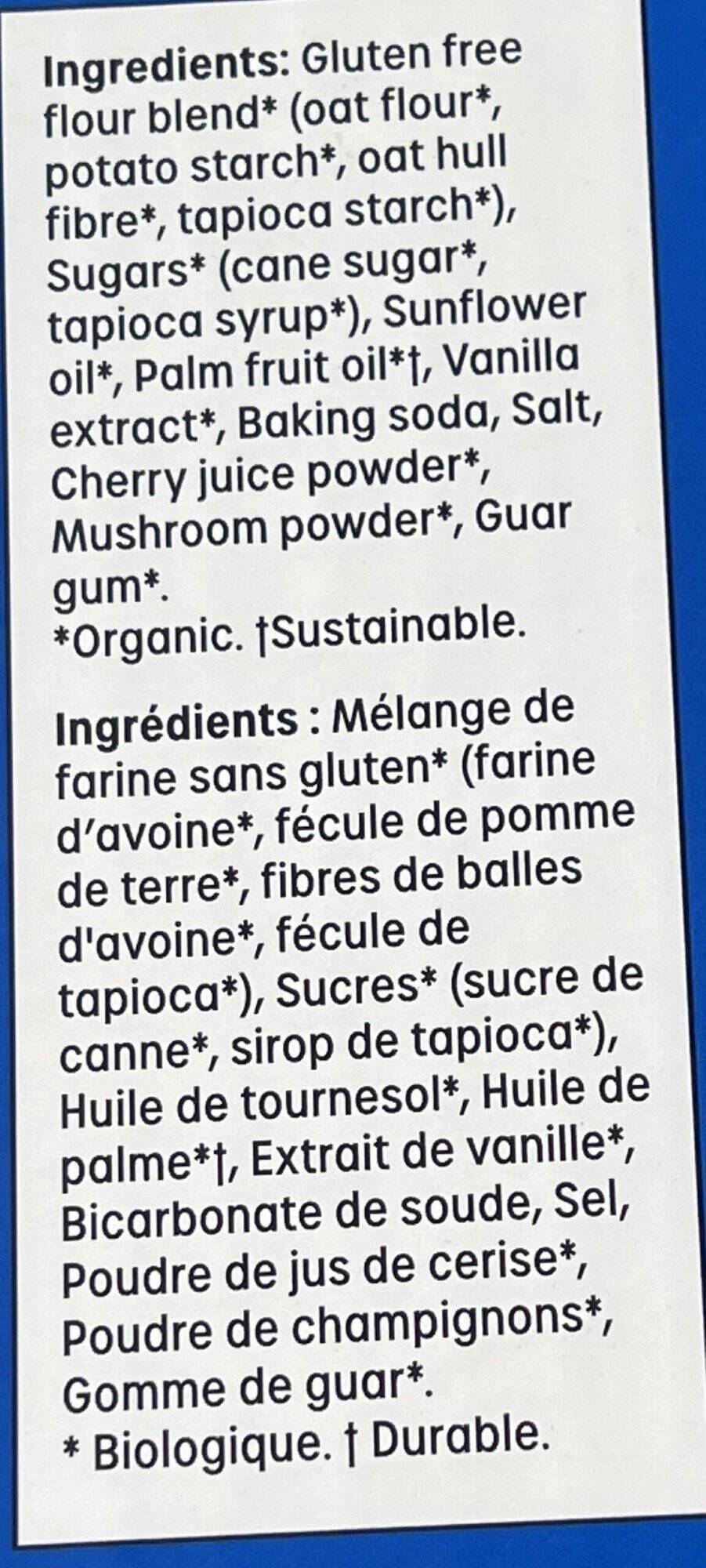Image of the ingredients for the cookies from the back of the box.