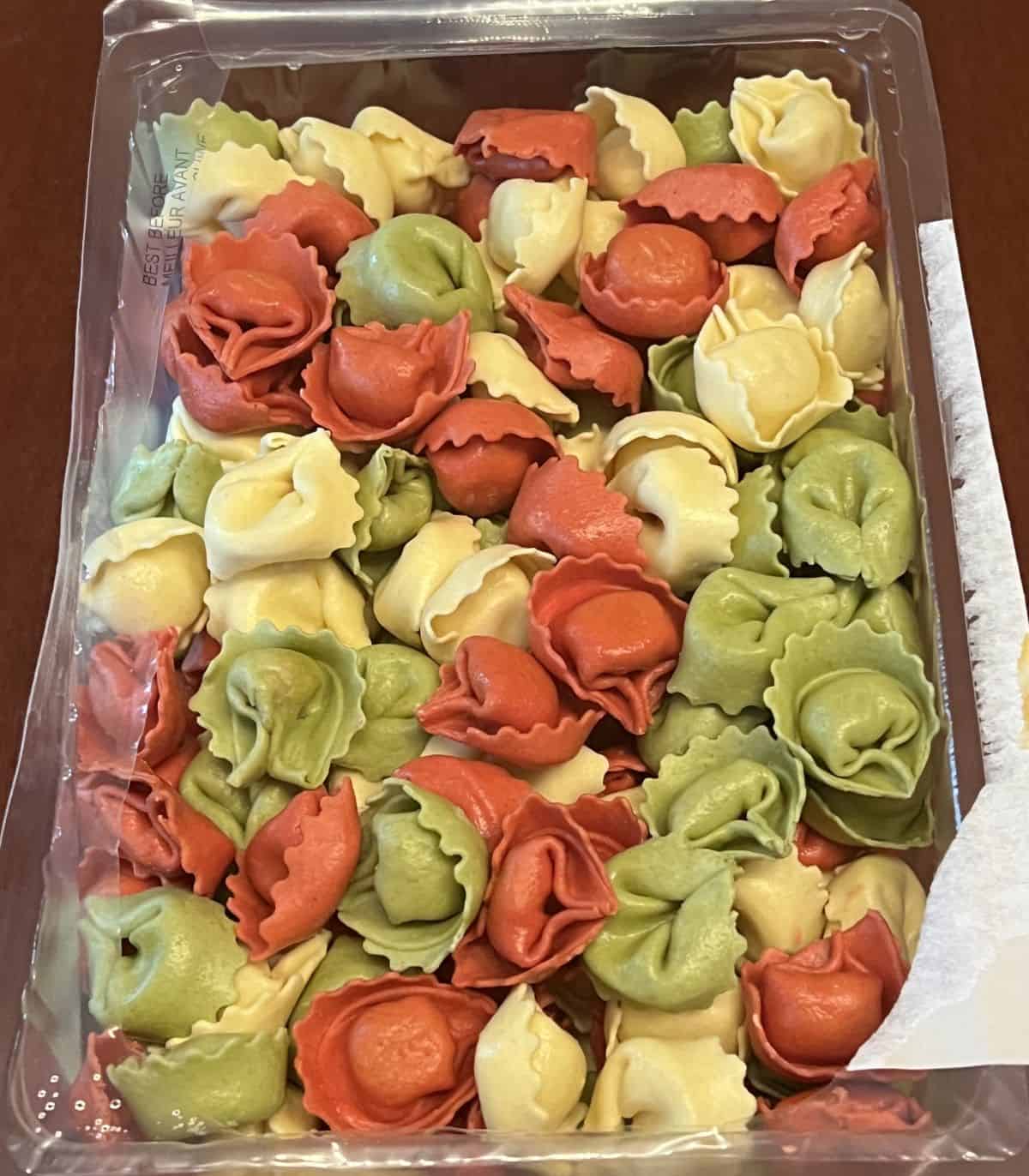 Image of the tortellini prior to being cooked.