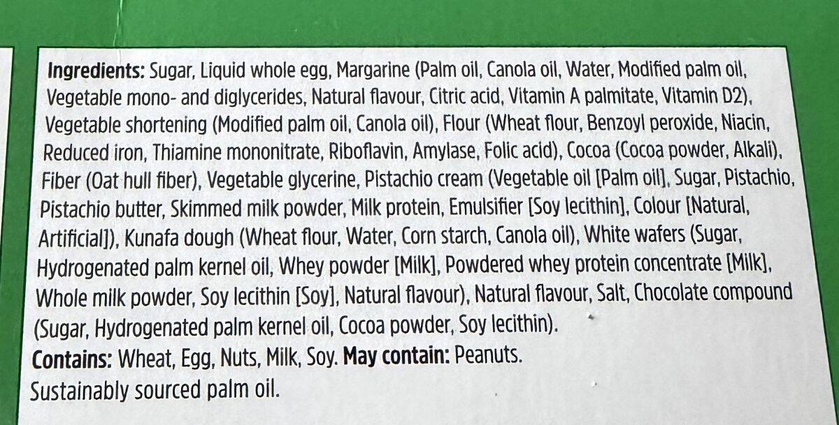 Image of the ingredients for the brownies from the back of the box.