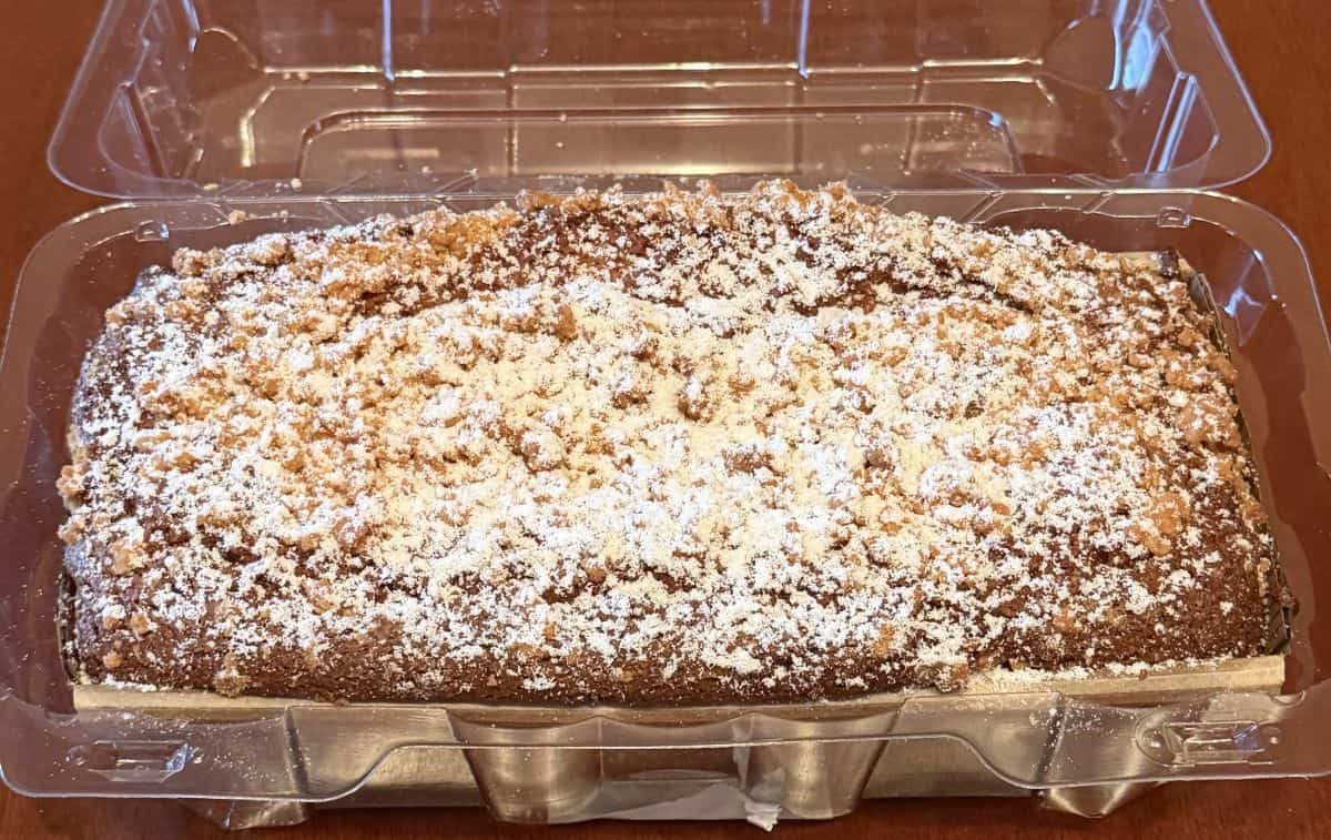 Top down image of the open loaf container showing the top of the loaf. 