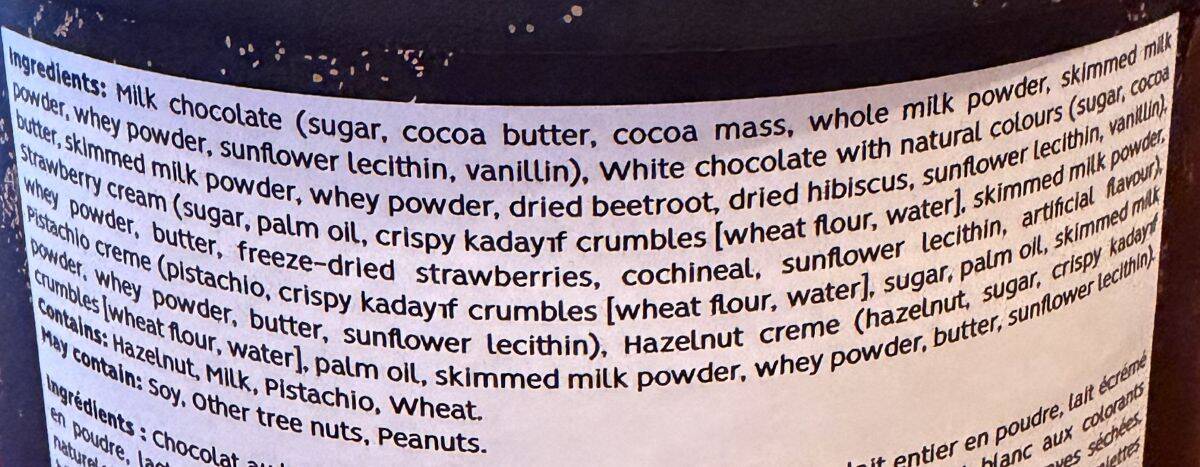 Image of the ingredients list from the back of the container.