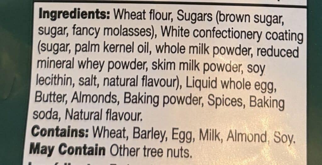 Image of the ingredients from the back of the bag.