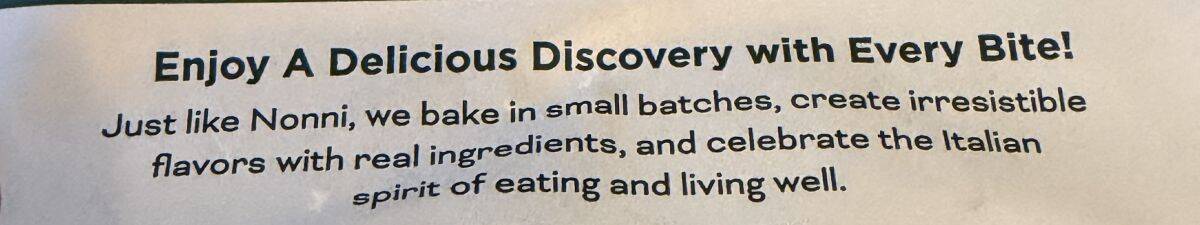 Image of the company description from the back of the bag.