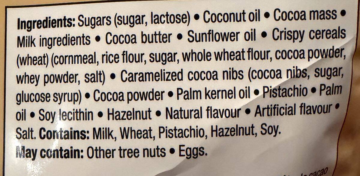 Image of the ingredients list from the back of the bag.