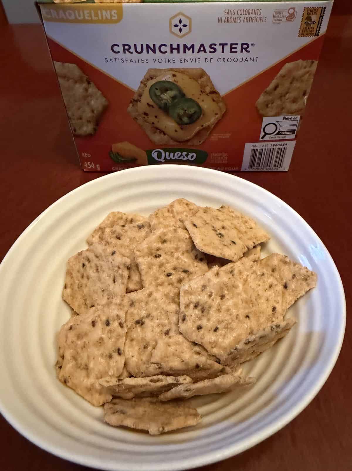 Image of a bowl served with queso crackers in it.