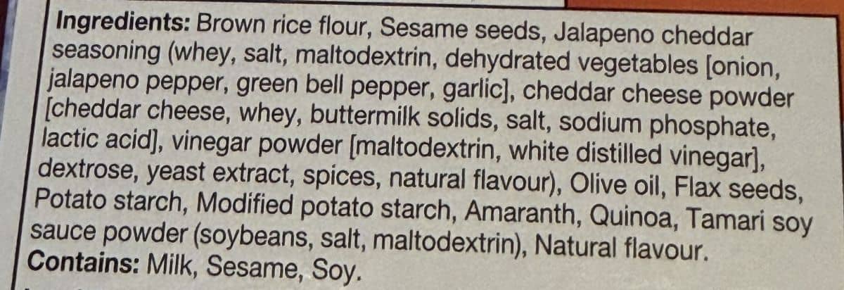 Image of the ingredients list from the back of the box.