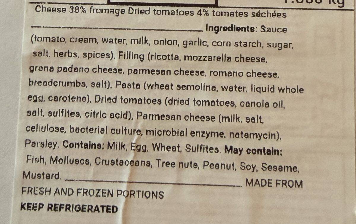 Image if the ingredients from the label.
