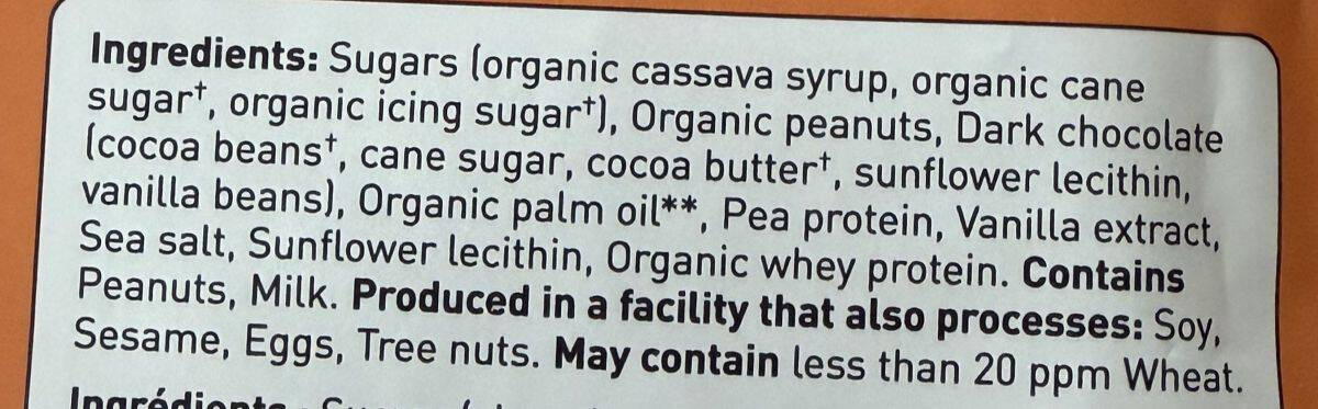 Image of the ingredients list from the back of the bag.