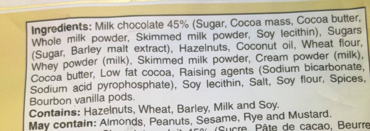 Image of the ingredients list from the back of the bag.