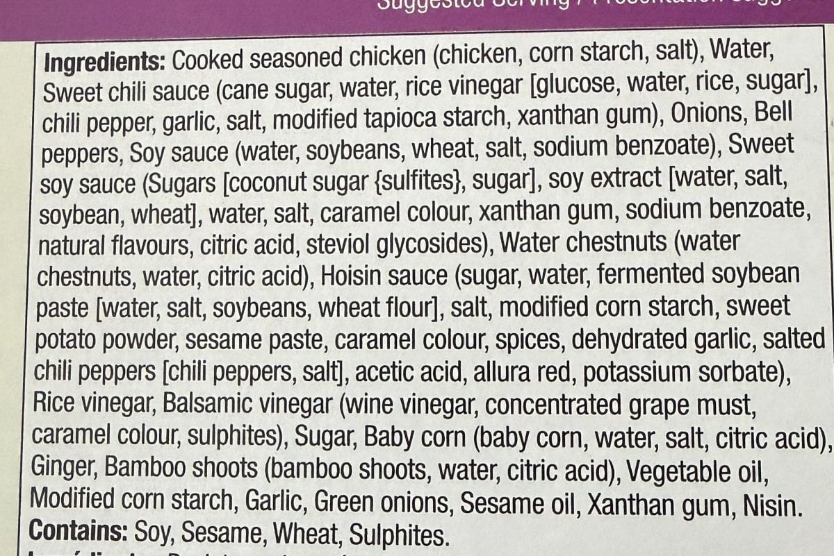 Image of the ingredients from the back of the box.