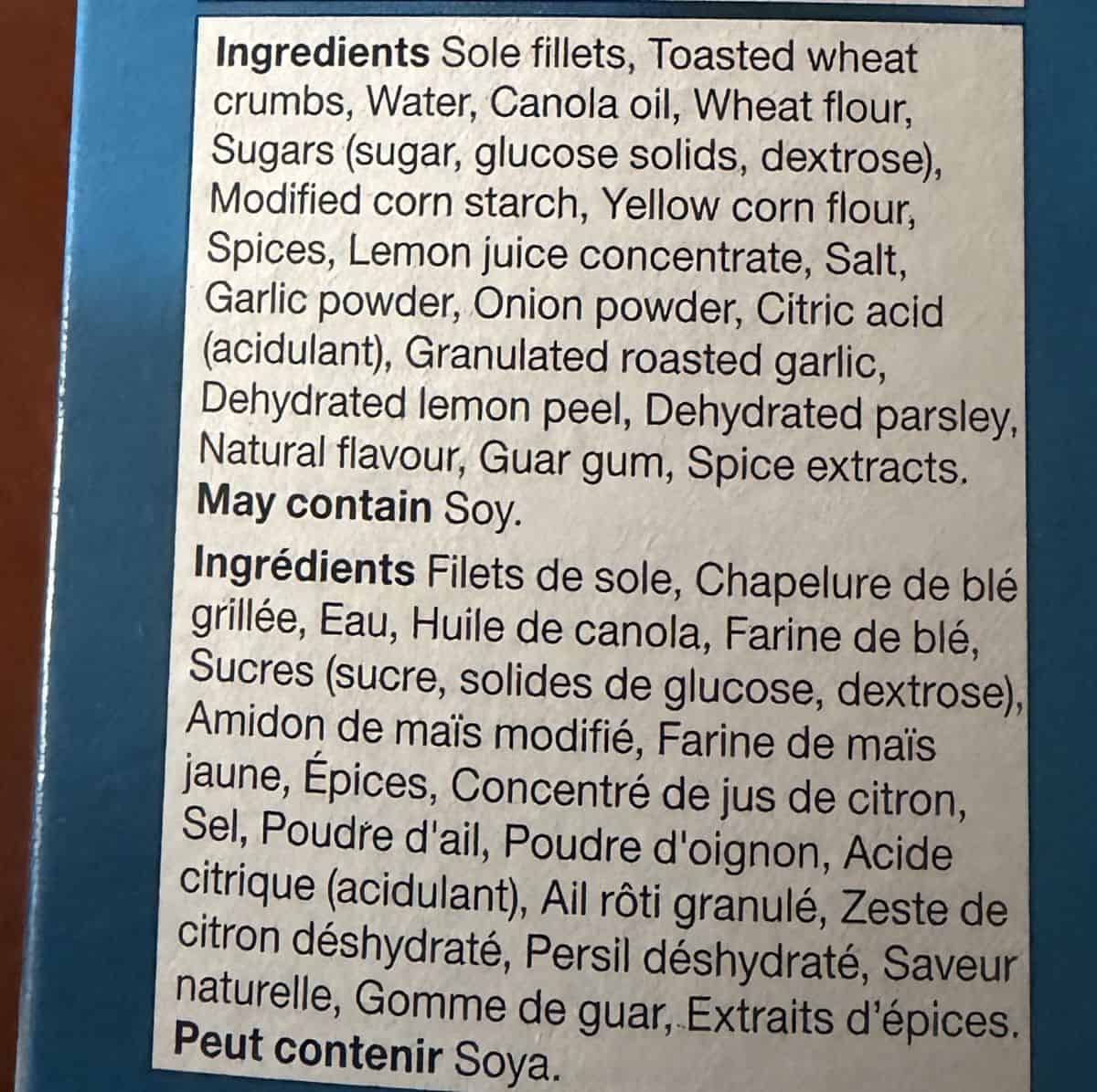 Image of the ingredients list from the back of the box.