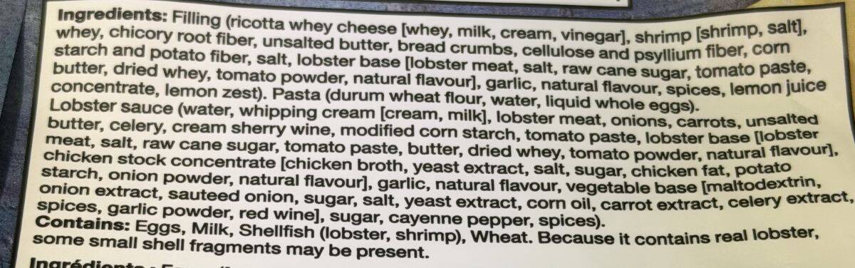 Image of the ingredients list from the back of the package.