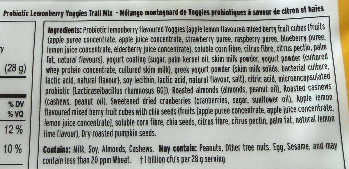 Image of the lemon berry flavored trail mix ingredients.