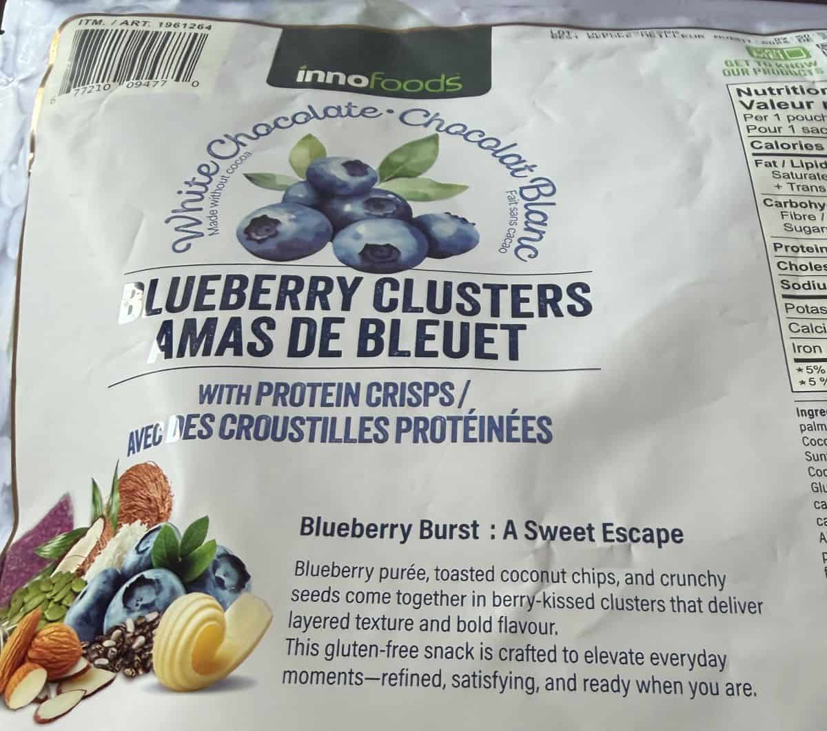 Image of the product description for the clusters from the back of the bag.