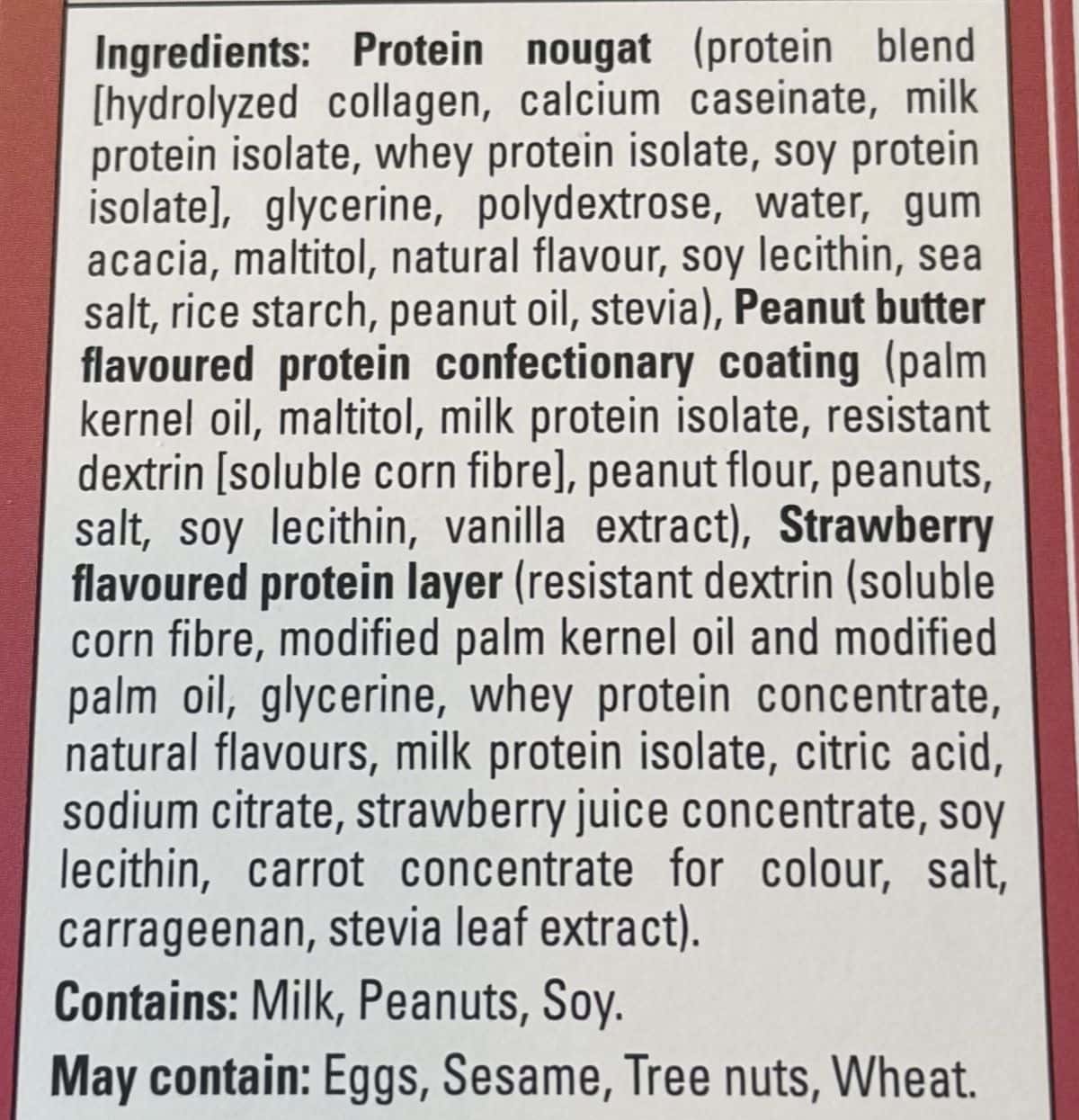 Image of the ingredients list from the back of the box.