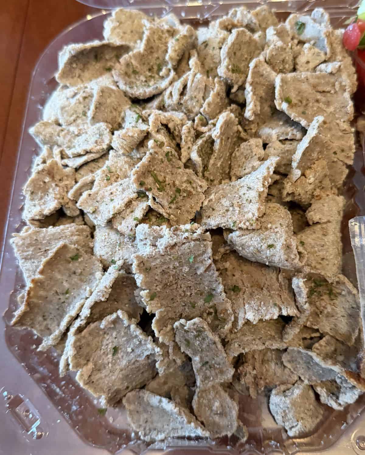 Image of the meat in the Gyro Pita Kit before cooking it.