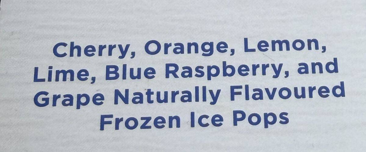 Image of the different flavors in the fruit stacks from the back of the box.