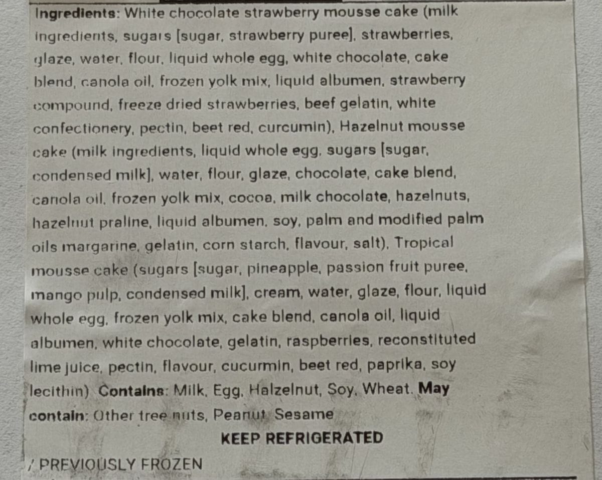 Image of the ingredients list from the front label.