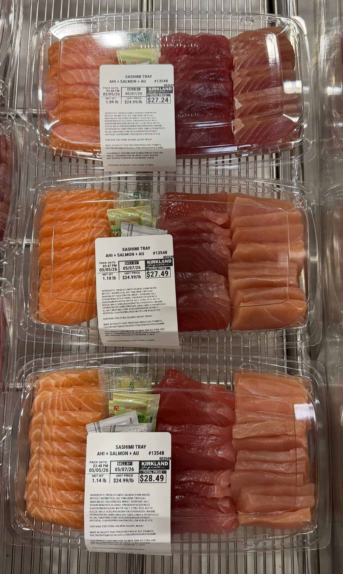 Image of a Ahi + Salmon Sashimi Tray sold at Costco