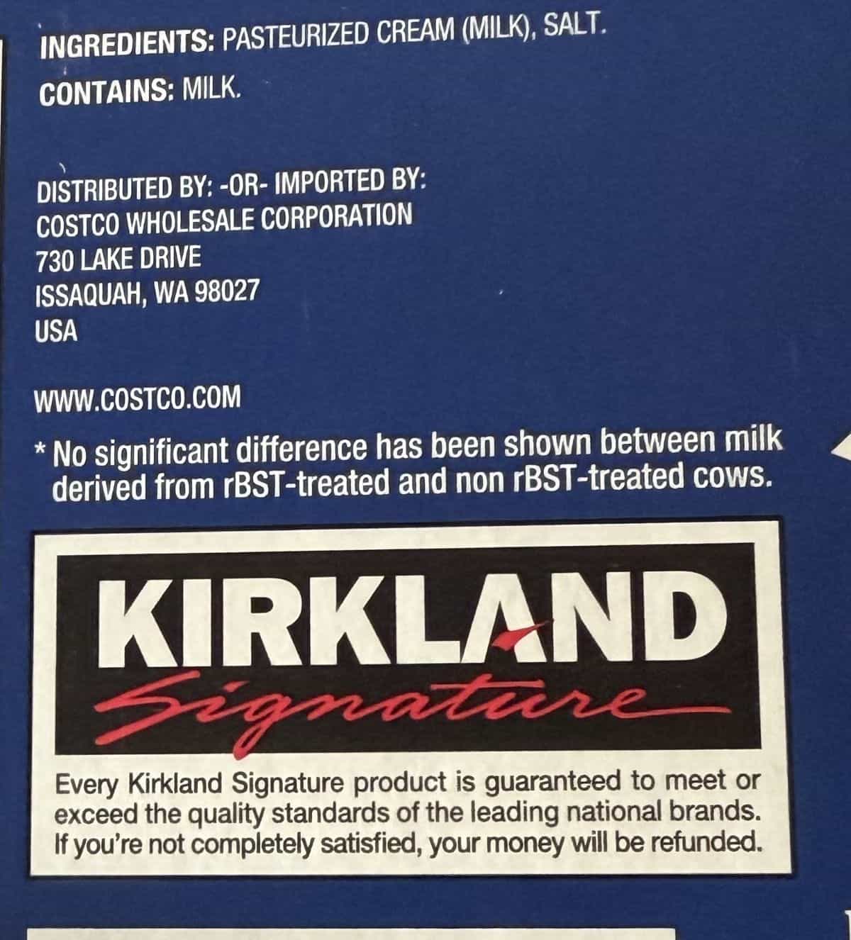 Image of the ingredients from the back of the box.