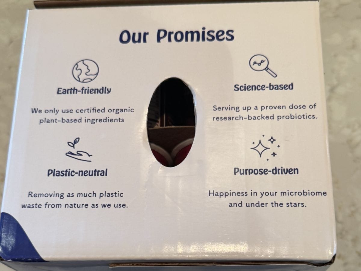 Image of the Cocojune company promises from the back of the box.