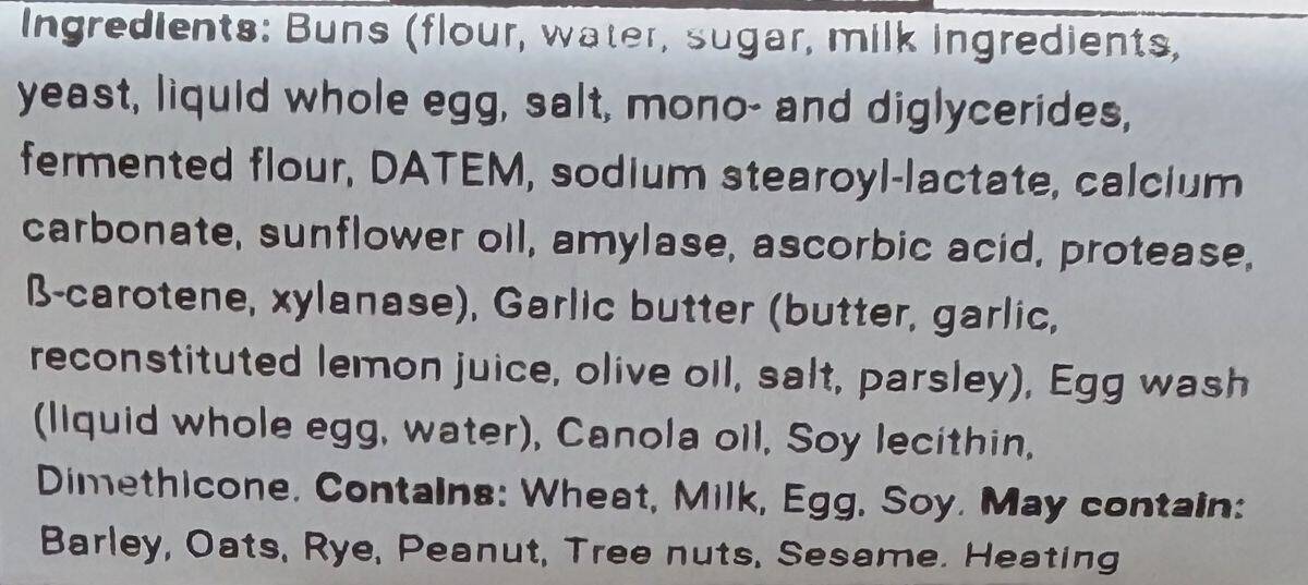 Image of the ingredients list from the front label.
