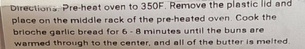 Image of the heating instructions from the label.
