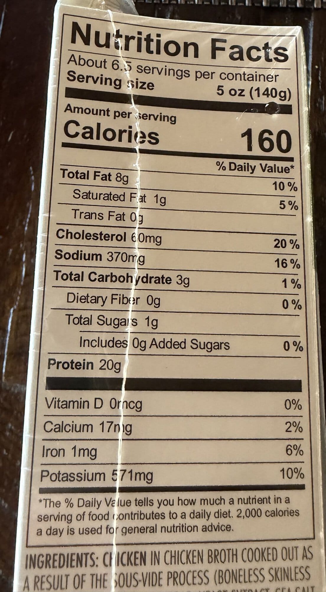 Image of the nutrition facts from the back of the box.