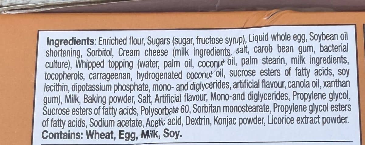 Image of the ingredients from the back of the box.