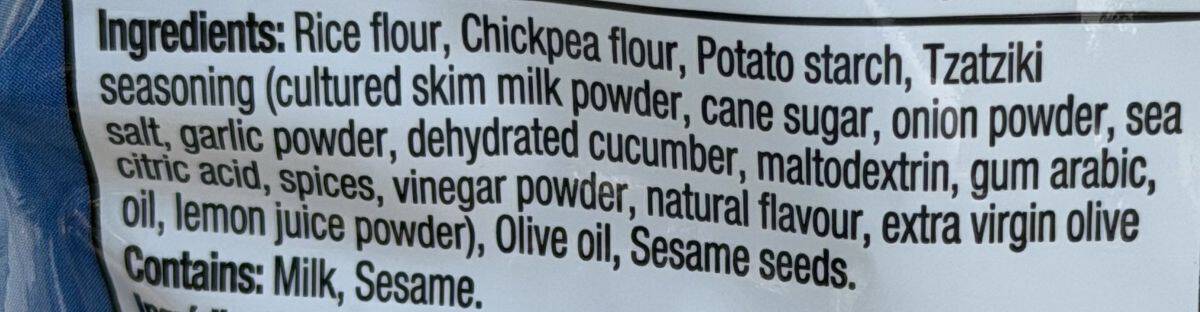 Image of the ingredients from the back of the bag.