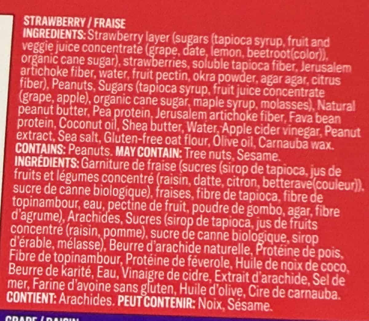 Image of the strawberry ingredients from the back of the box.