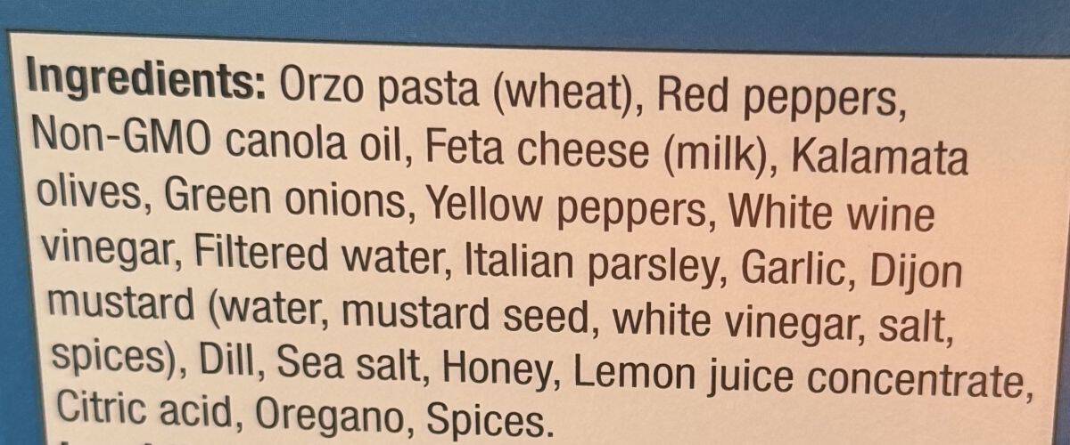 Image of the ingredients list from the back of the box.
