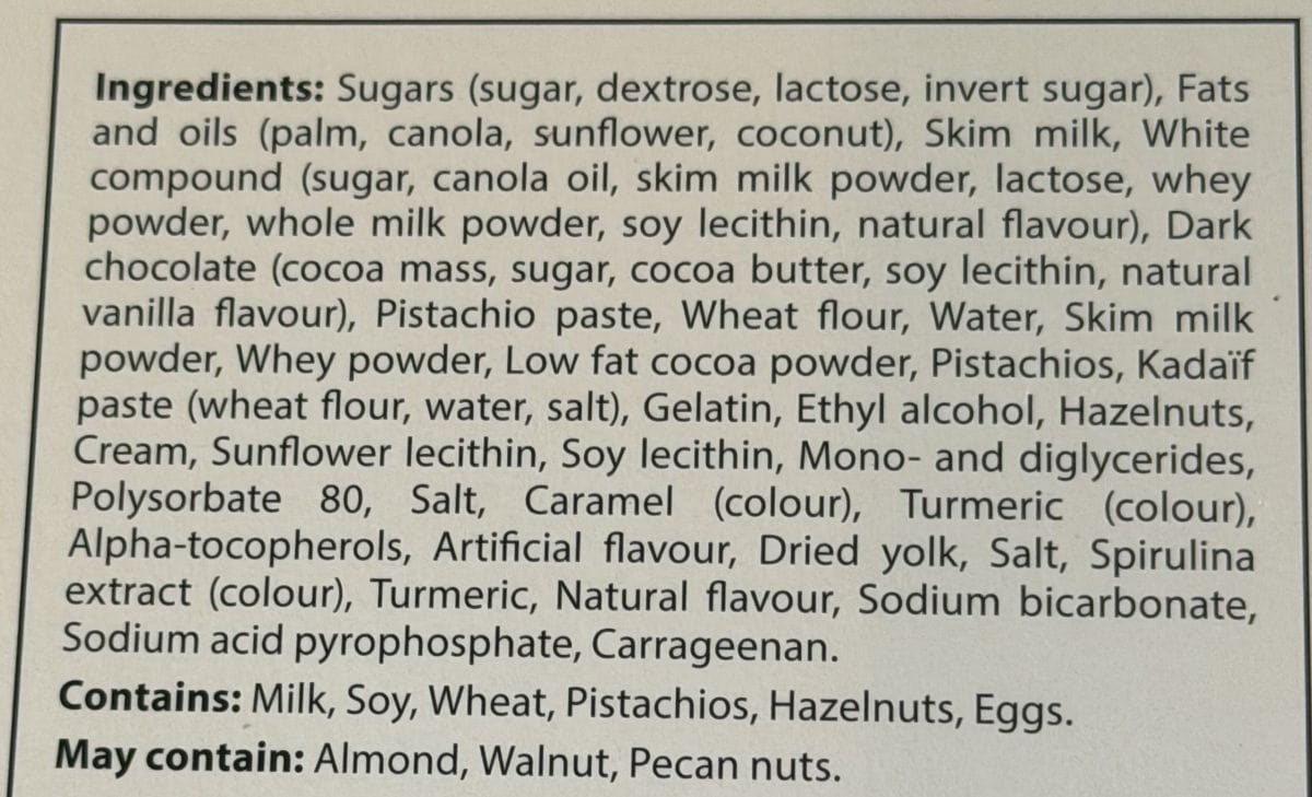 Image of the ingredients from the back of the package.