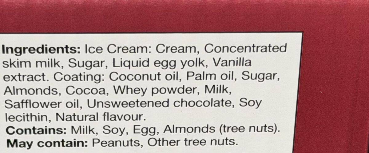 Image of the ingredients from the back of the box.