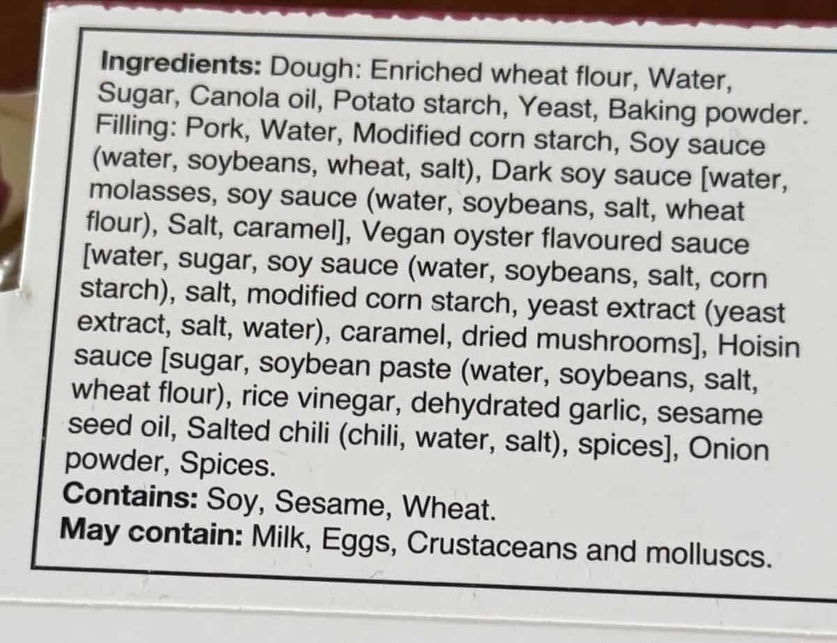 Image of the ingredients from the back of the box.