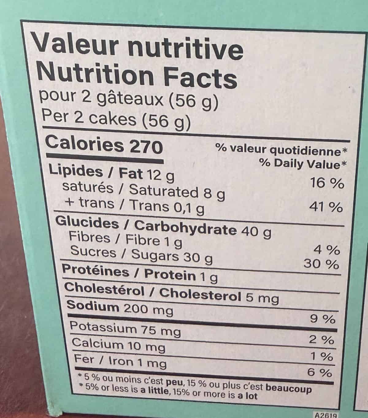 Image of the ingredients from the back of the box.