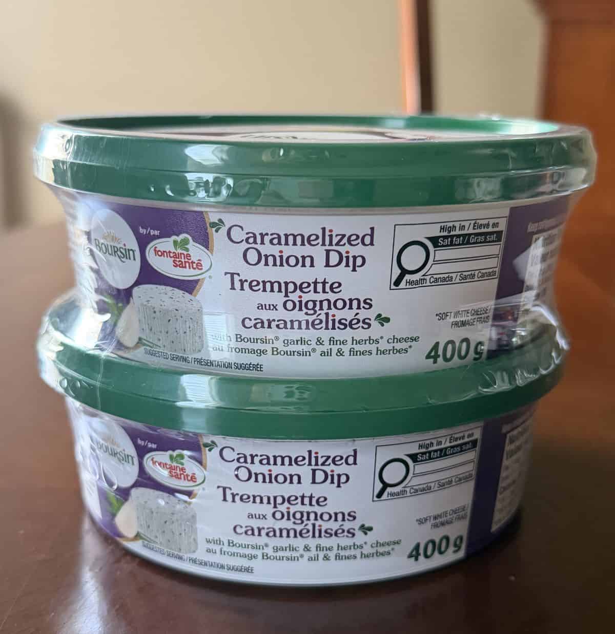 Image of a two pack of dip unwrapped sitting on a table.