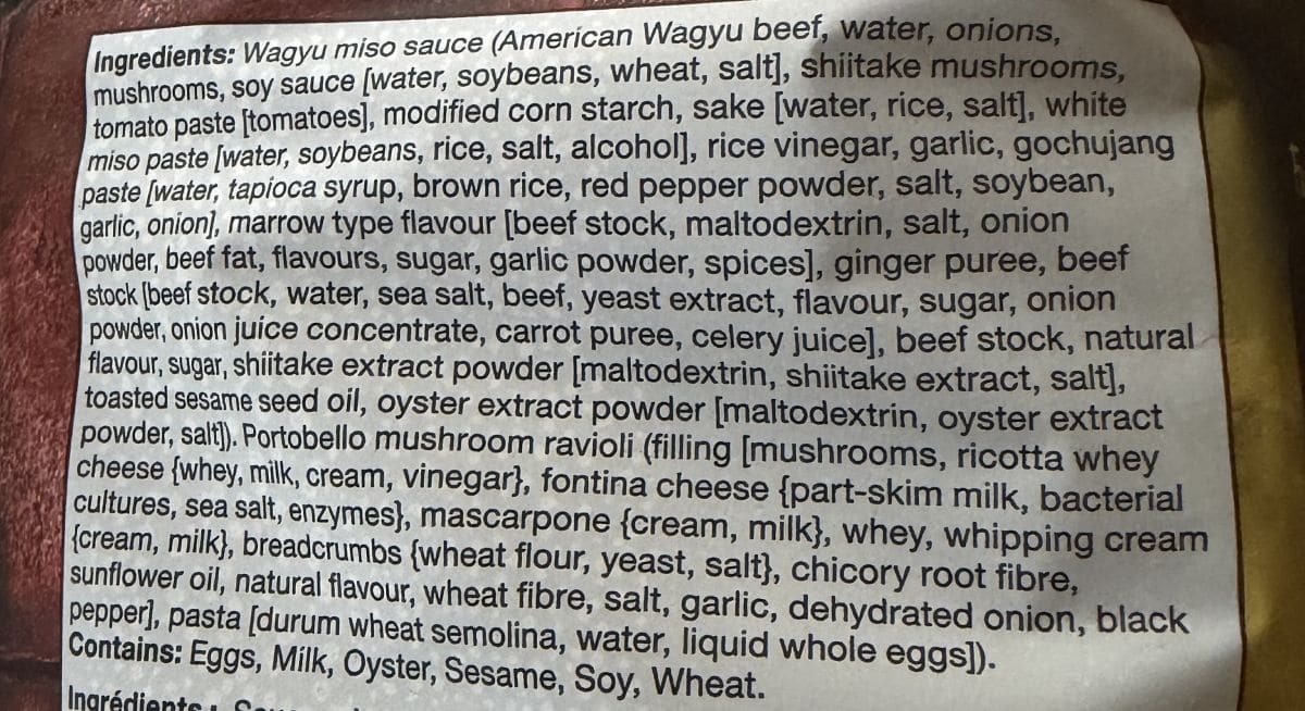 Image of the ingredients list from the back of the packaging.